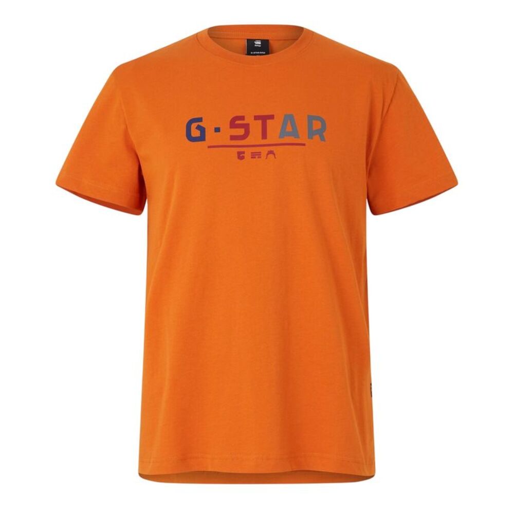 G-Star Mens Multi Logo Natural Cotton Straight T-Shirt / Amber